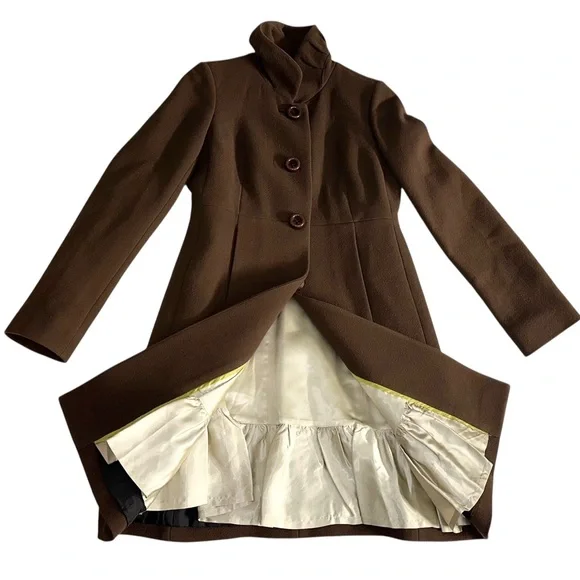 J. Crew Women’s Wool-Blend Chocolate Brown Day Coat Thinsulate Pea Coat Size 2 - Picture 2 of 15